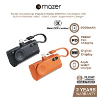 Mazer PD20W 5000mAh Fast Charging Powerbank-Built-in USB-C Cable-Watch Charger (New CCC Certified)