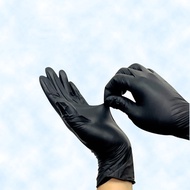 [Ready Stock] 100pcs Disposable Nitrile Gloves Black Mechanical Kitchen Disposable Latex Gloves Hous