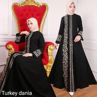 YM DeFashion Gamis ABAYA TURKEY Bordir Dania Bahan JETBLACK  (1 dress tanpa Jilbab) / Pakaian Muslim ABAYA TURKEY / Dress Muslimah ABAYA TURKEY / Dress Maxi Emma ABAYA TURKEY / Gamis Modern ABAYA TURKEY / Gamis Syari