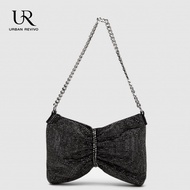 URBAN REVIVO Womens top handle bag white Hem Shoulder Bag with Chain Strap Designer Handbags Shoulder Bags