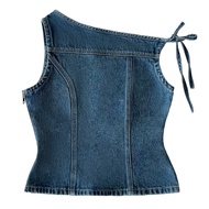 MOTTOM - BEATRICE Off-Shoulder Denim Top