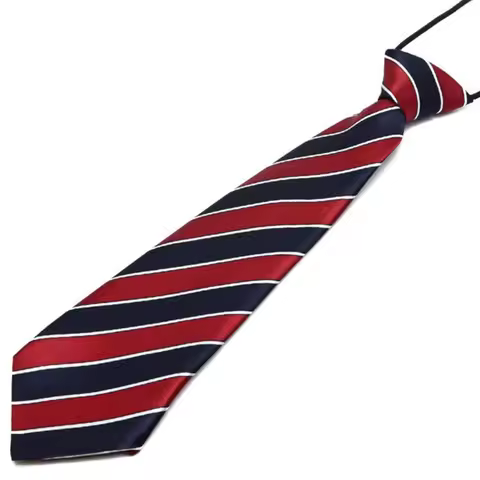 N80C Pre-Tied Elastic Necktie Rainbow Stripes Leopard Print Boys Kids Imitation Silk Ties Stage Perf