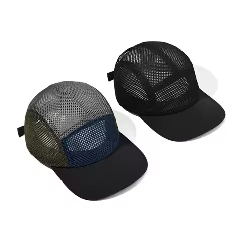 Fashion Retro Mesh Baseball Cap 5 Panel Flat-brimmed Sun Visor Cap Breathable Adjustable Quick-dryin