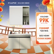 BỘ TỦ GƯƠNG LAVABO TUSLO C003 LUXURY chất liệu gỗ Plywood phủ Laminate đèn LED gương cảm biến tân ti