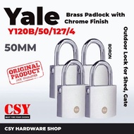 YALE Y120B Series Outdoor [ New Boron Shackle ] Brass Padlock with Chrome Finish / Mangga Rumah