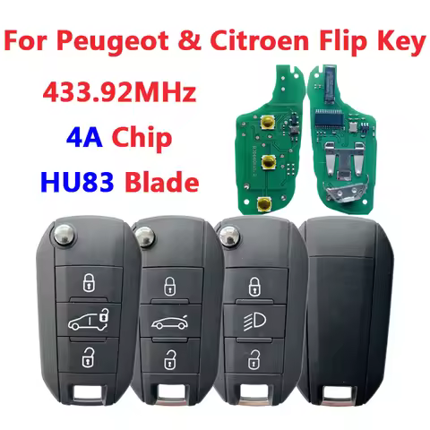 AK009041 Aftermarket 433.92MHz FSK 4A HITAG AES For Peugeot 308 508 For Citroen C4 C5 Flip Remote Ke