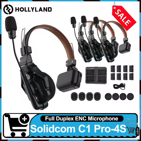 Hollyland MOMA Solidcom C1 Pro-4S Full-Duplex ENC Wireless Intercom System 1.9GHz Noise Cancellation