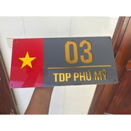 BẢNG SỐ NHÀ cờ ĐỎ Alcorest + Mica CAO CẤP thay đổi nội dung theo Yêu Cầu