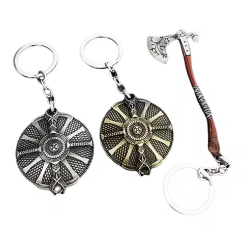 Game God Of War 4 Kratos Leviathan Axe Keychains Exquisite Crystal Carved pattern Axe Pendant key ho