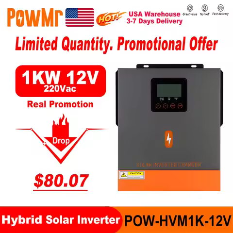 Clearance Sale 1KW Hybrid Solar Inverters 12V to 220V Pure Sine Wave With 80A MPPT Solar Charge Cont