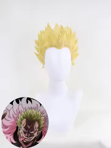 JP Anime JOKER Donquixote Doflamingo Cosplay Costume Hair Short Gold Styled Halloween Party Wig
