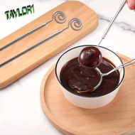 TAYLOR1 Chocolate Dipping Fork, Irregular Shaped Stainless Steel Cheese Fondue Fork, Cake Decoration Silver Long Handle Rustproof Chocolate Dipping Tool Candy