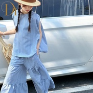 YI Ready Stock 2-15 Years Old Girls Summer Suit New Style Summer Two-Piece Suit Children's Clothing 