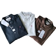 เสื้อเชิ้ตแขนยาว john henry คอจีนรุ่น JH s224 mslsm 32 Slim fit เนื้อผ้า cotton 70%  Linen 30% สวมใส