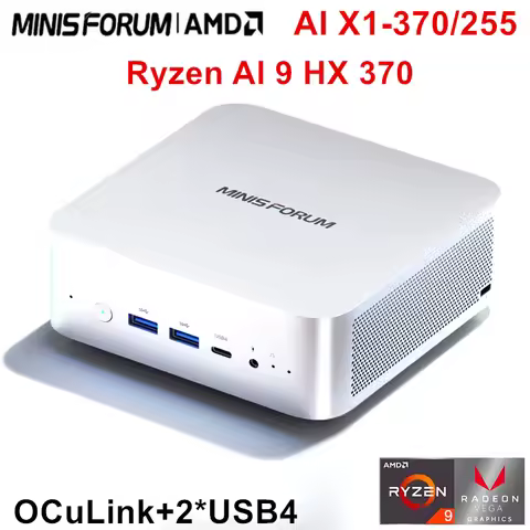 MINISFORUM AMD Ryzen AI 9 HX 370 AI X1 370 255 Mini PC OCuLink 2*USB4 Built-in Dual Speaker Gaming D
