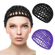 GGBR 2 Pieces Sleeping Cap Thick Yarn Crochet Elastic Hollow Mesh Multi-purpose Knit Cap For Daily U