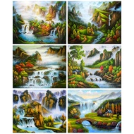 RUOPOTY 60x75cm/50x65cm/40x50cm Frame Oil Painting By Numbers River Landscape Acrylic DIY Frame On C