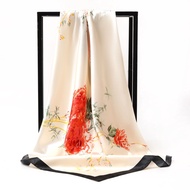 Aibins Printed Square Scarf Women 90CM(35.4inch)Muslim Tudung Bawal Satin Fashion Shawl WJ1001-96