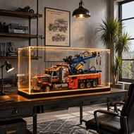 LEGO 42128 Heavy-Haul Tow Truck Acrylic Display Case with LED Lights | Dustproof Transparent Display