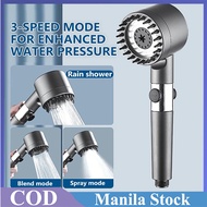 Bathroom High Pressure Shower Head Handheld Adjustable 3 Modes One-Button Water Stop with Hose Set