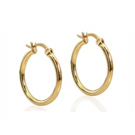 Gold Plain 17mm Hoop Earrings 23K Gold Plated Jewellery