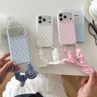 Simple Solid Color Polka Dot Bow Portable Lanyard Suitable for iPhone 17 16 15 Pro Max i15 i16 17Pro