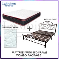 LaMoison COMBO SET Queen Size Bed Frame With Queen Spring Mattress Katil Queen Tilam Queen 10.5 INCH