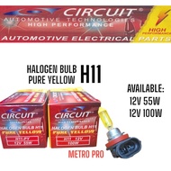 Circuit Halogen Bulb H11 PURE YELLOW 12V 55W/100W