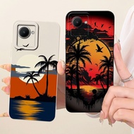 For Realme C30 C30s Lens Protective Casing RealmeC30 C 30 30S Fashion Dusk Beach Painting Soft Silic