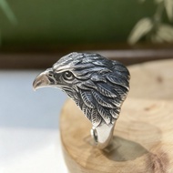 Silver Plated Men's Eagle Head Ring Retro Domineering Eagle Open Index Finger Ring