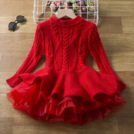 New Years Red Christmas Dress for 3-8 Year Old Toddler Girls with Lace Chiffon Design for Baby Girls