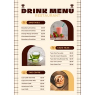(Print Minimum 3)Professional menu design on demand 1-sided color printing A4+plastic lamination