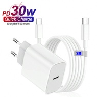 30W EU Fast Charging Adapter Kit, USB-C Wall Charger + 6.6ft/200cm Type-C To Type-C High-Speed Charg