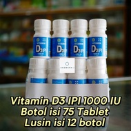 Vitamin D3 IPI 1000 IU - Dozen contains 12 bottles @75 tablets