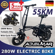 ♛Basikal elektrik Skuter elektrik dewasa Electric bicycle scooter adult E bike pedal Sekuter motor letrik murah 40km 280w♭