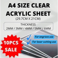 ! ! 10pcs A4 Size 210mm x 297mm Clear Acrylic Sheets 4MM, 5MM, 6MM