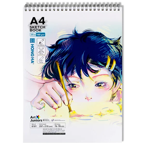 Sổ Vẽ Sketch Book A4 - 160gsm - Hồng Hà 8181 (25 Tờ)