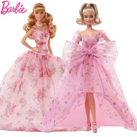 Original Mattel Barbie Birthday Wishes Dolls for Girls Collector Princess Kids Toys for Children Bir