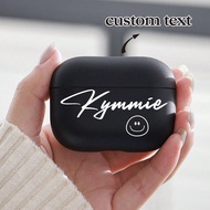 1PC Customized Text, Name, Signature, Smiling Face Black TPU Protective Case Compatible With Airpods