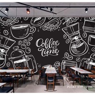Cafe Wallpaper - 3D Wall Stickers Cafe Wallpaper Wall Decoration - Coffee shop Wall Wallpaper - cust