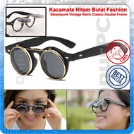 Kacamata Hitam Fashion Steampunk Vintage Retro Classic Double Frame