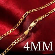 2026 New Style Hot Sale 4MM Copper Gold-Plated Three-to-One Side Necklace Fero Chain Exquisite Daily