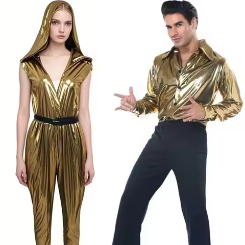 70s Disco Costume - Retro Couple Set for Disco Party, Halloween & Stage Performance, 1970s Hippie Di