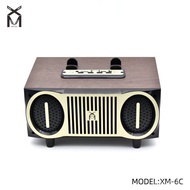X XM6C Wooden Retro Bluetooth Subwoofer Portable Audio Radio New Card Outdoor Bluetooth Speaker Wire