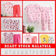 [3] 1Y-8Y🛑LIVE VOUCHER📶Baju Cartoon Pyjamas Budak Perempuan Girl Lengan pendek seluar panjang cotton