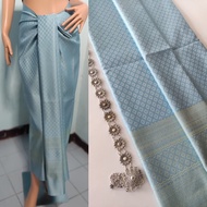PV06002 ผ้าถุง สีฟ้า  ผ้าแพรวา ผ้าไหม ผ้าทอ ผ้าเป็นผืนยังไม่ได้ตัดเย็บ