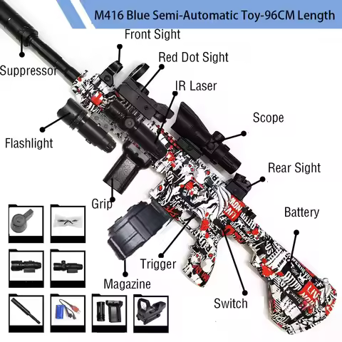 2025 Advanced M416 Gel Ball Blaster with Dual Battery! 35m Range Electric Hydrogel Gun for Outdoor A