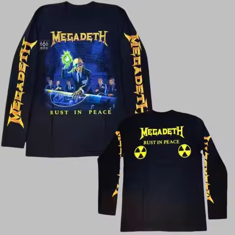 Mens Rock Band Megadeth Long Sleeve T-shirt Megadeth Band 3D Print Tshirt Men Women Fashion Hip Hop