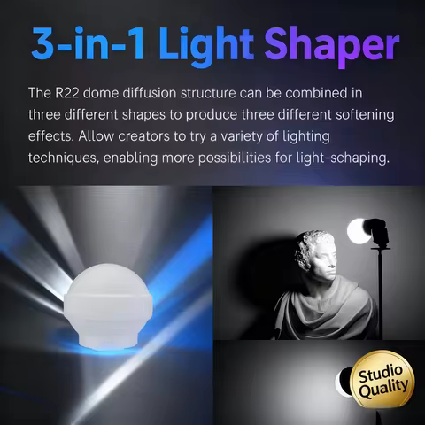 Silicone Dome Diffuser for Godox V1/V1Pro/V100/AD100Pro/H200R, Soft Spherical Flash Modifier