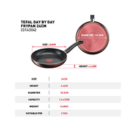 (ส่งฟรีตลอดเดือน)Tefal กระทะก้นแบน Day By Day ก้นอินดักชั่น ขนาด 24 ซม. รุ่น G1430495 / ขนาด 28 ซม.